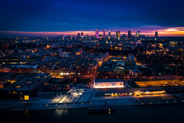 Zachód słońca nad Wisłą, Warszawa © Drone in Warsaw