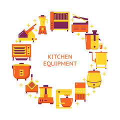 Professional kitchen equipment concept banner in flat style