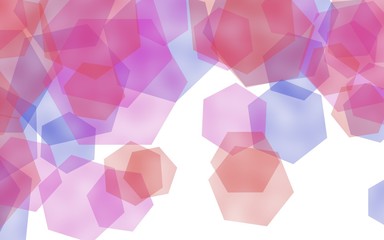 Naklejka na ściany i meble Multicolored translucent hexagons on white background. Red tones. 3D illustration
