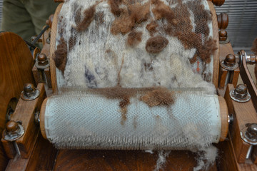 Máquina cardadora de lana de oveja, industria textil