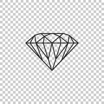 Diamond Sign Isolated On Transparent Background. Jewelry Symbol. Gem Stone. Flat Design. Vector Illustration