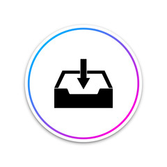 Obraz premium Download inbox icon isolated on white background. Circle white button. Vector Illustration