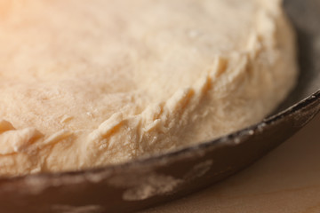 Pie in baking dish.