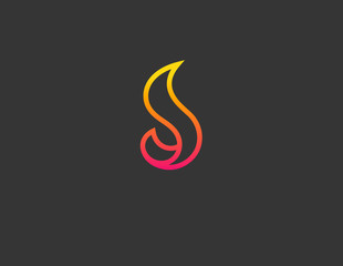 linear logo gradient flame fire logo icon for company
