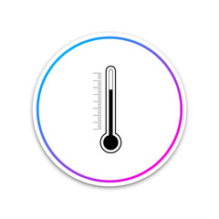 Thermometer icon isolated on white background. Circle white button. Vector Illustration