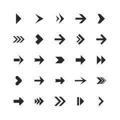 Arrows set. Arrow icons down direction up pointer sign next right left cursor black web interface navigation flat, vector collection