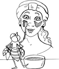 caricature. bee. beekeeping. illustration 028