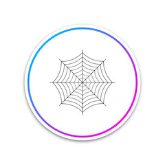 Obraz premium Spider web icon isolated on white background. Cobweb sign. Circle white button. Vector Illustration