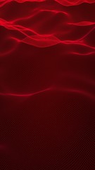 Abstract landscape on a red background. Cyberspace grid. Hi-tech network. Vertical image orientation. 3D illustration