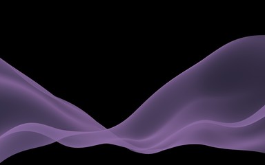 Abstract purple wave. Raster air background. Bright gray ribbon on dark background. Gray scarf. Abstract gray smoke. 3D illustration