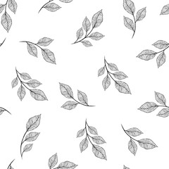 Seamless leaves pattern. Design for banner, poster, card, cover, invitation, placard brochure or header.