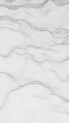 Abstract landscape on a white background. Cyberspace grid. Hi-tech network. 3d technology illustration