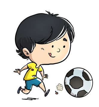 niño jugando con pelota de futbol