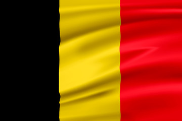 Flag Belgium  Kingdom of Belgium.  Smooth illustration of  close-up.