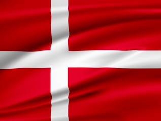 Fototapeta premium Flag Denmark Kingdom of Denmark. Smooth illustration of close-up.