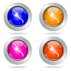 Set of round color icons. Electric plug icon