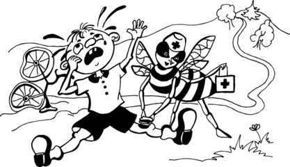 Obraz premium caricature. bee. beekeeping. illustration 013