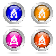Set of round color icons. Fire icon