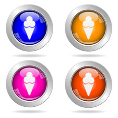 Set of round color icons. Ice cream icon