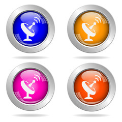 Set of round color icons. Wireless antenna icon