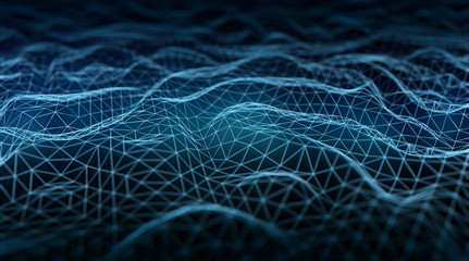 Abstract digital network connection on dark background 3D rendering