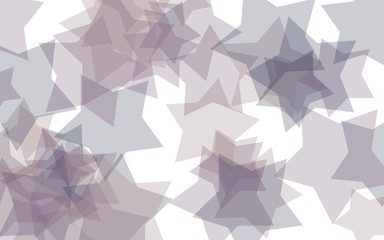 Gray translucent stars on a white background. Gray tones. 3D illustration