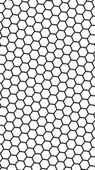 Naklejka premium Black honeycomb on a white background. Perspective view on polygon look like honeycomb. Isometric geometry. Vertical image orientation. 3D illustration