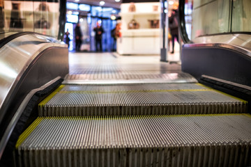 Close up view on escalator in a shopping centre
