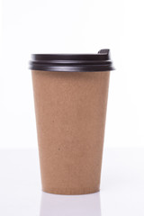 Take-out coffee in thermo cup isolated on a white background