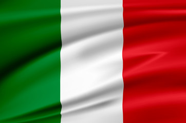 Flag Italy, Italian Republic.  Smooth illustration of  close-up.
