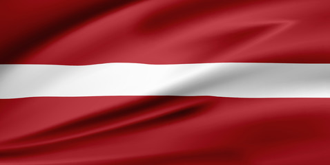 Flag Latvia, Republic of Latvia.  Smooth illustration of  close-up.