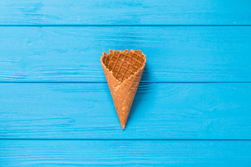 Line of Waffle cornet on l blue background.