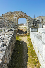 Fototapeta na wymiar Ruins of The ancient theatre in the Antique city of Philippi, Eastern Macedonia and Thrace, Greece