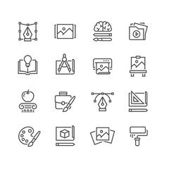 Graphic and web design line icons