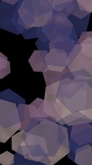 Multicolored gray translucent hexagons on dark background. Vertical image orientation. 3D illustration