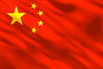 Big waving flag of China. Red flag of the People's Republic of China