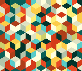 Seamless pattern with colorful cubes. Geometric background.