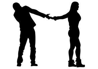 Couple of young guy and girl on white background