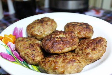meat cutlets,fried on a plate