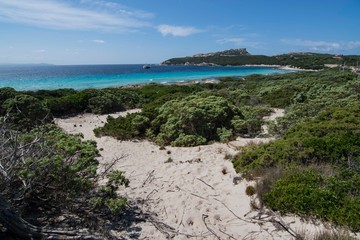 Panorama of the Rena di Ponente beach in Sardinia