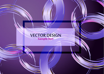 Rectangular frame on the background of round brush strokes. Bright abstract colorful background with place for text for your design. Vector illustration