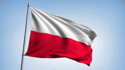 Fototapeta na wymiar Waving the flag of Poland on the flagpole. Republic of Poland - the colors of the flag. Illustration