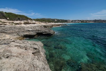 Fototapeta na wymiar Panorama of the Rena di Ponente beach in Sardinia
