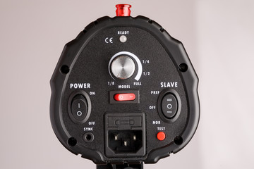 Professional studio lighting equipment control elements closeup shot