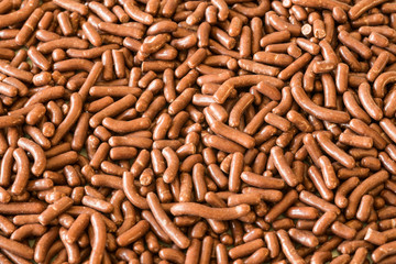 close up heap chocolate sprinkles, Dutch Hagelslag. For background or texture