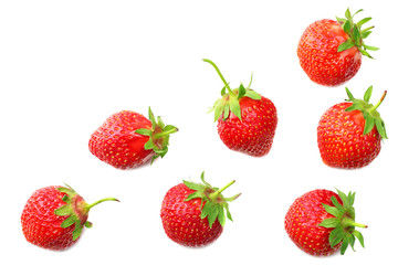 Fototapeta na wymiar Strawberry with slices isolated on white background. top view