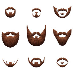 Hipster beards icons photo realistic vector set - obrazy, fototapety, plakaty