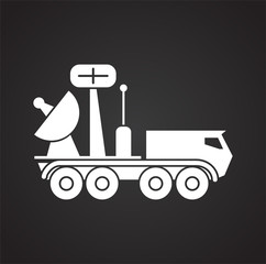 Military vehicle icon on background for graphic and web design. Simple vector sign. Internet concept symbol for website button or mobile app.