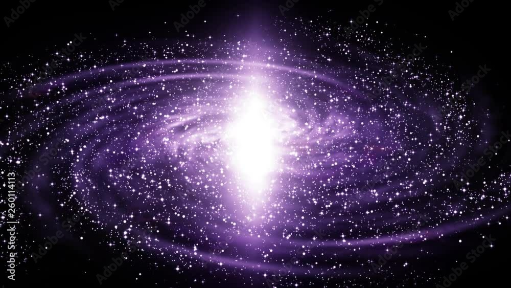 Wall mural animation of rotating spiral galaxy in deep space with stars and nebula.