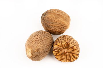 nutmeg on white background